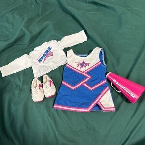 American Girl Blue and White Cheerleader Set with Pink Megaphone